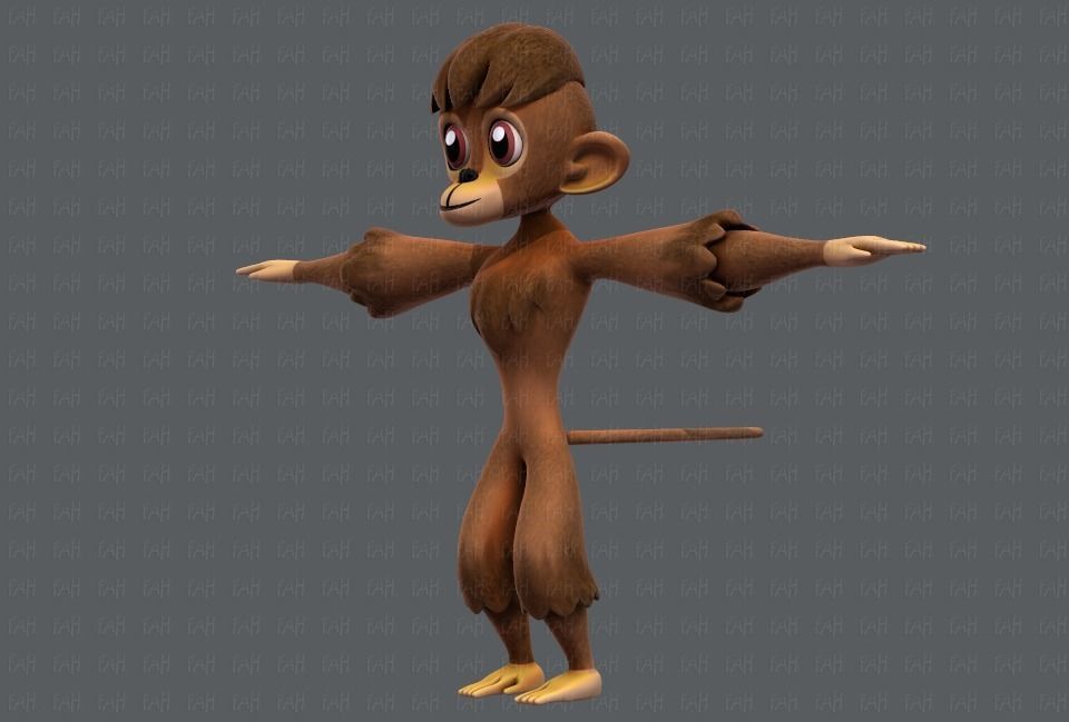 Monkey V01 Low-poly 3D model_8