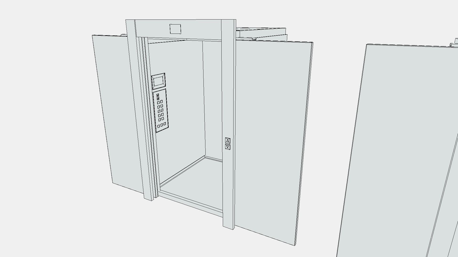 Low Poly Lift pair of metal elevators Low-poly 3D model_8