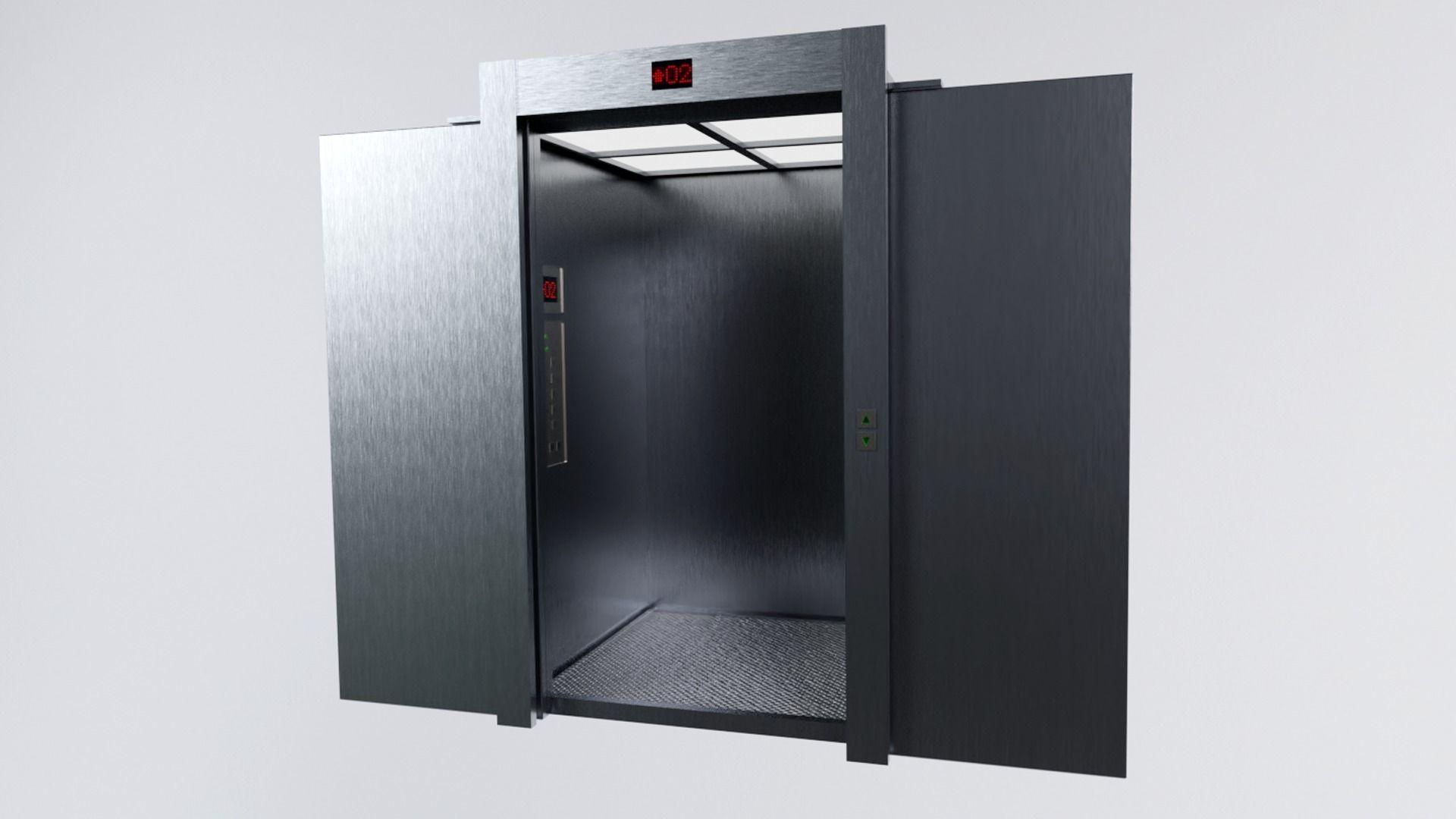 Low Poly Lift pair of metal elevators Low-poly 3D model_1