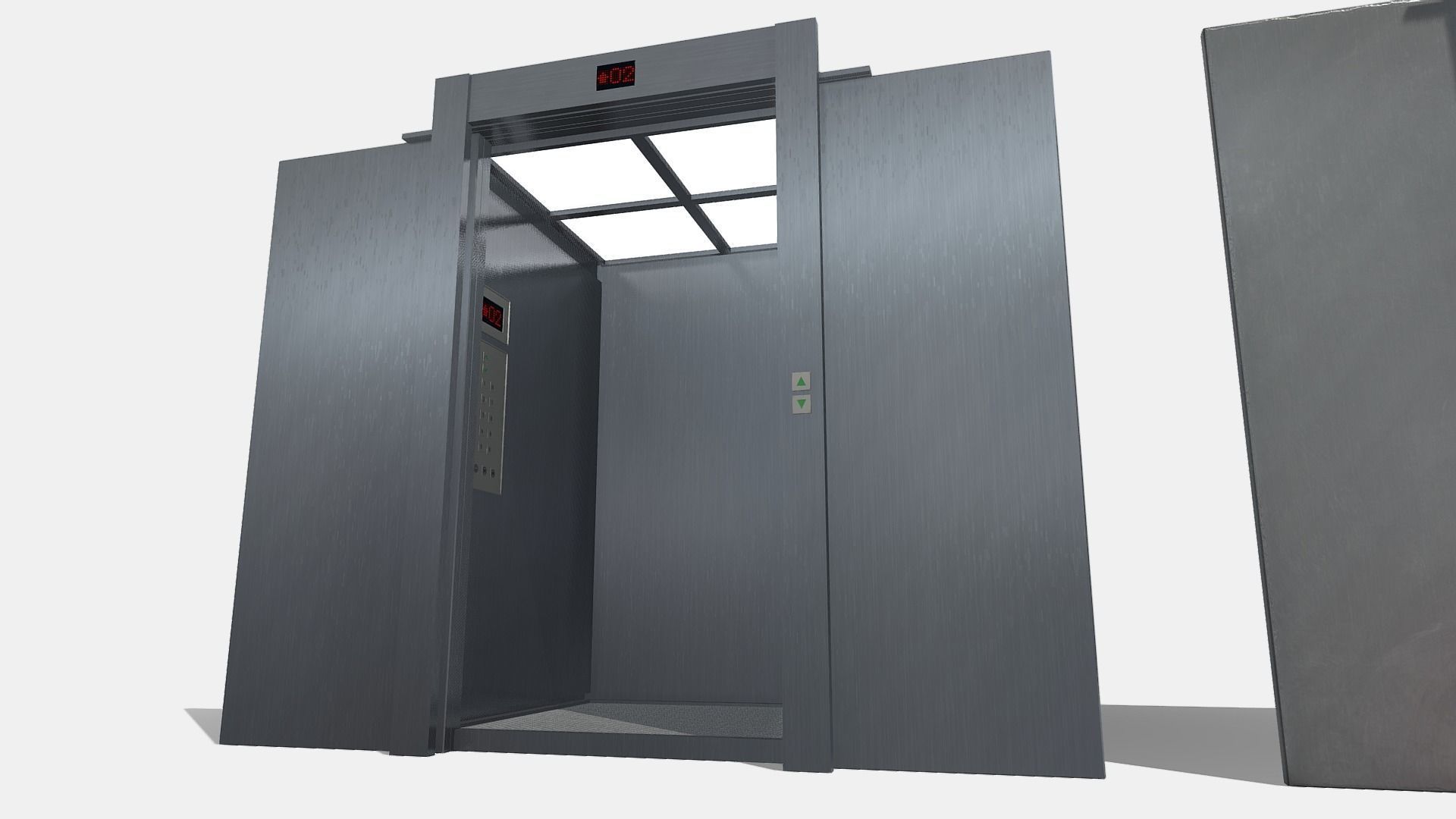 Low Poly Lift pair of metal elevators Low-poly 3D model_3