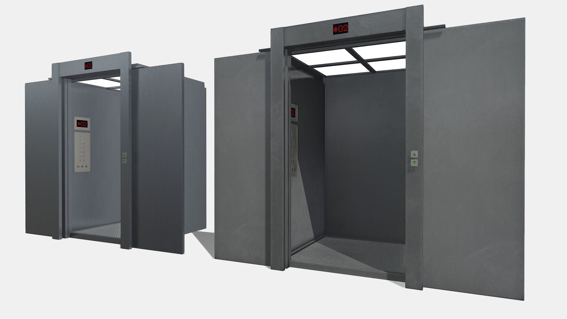 Low Poly Lift pair of metal elevators Low-poly 3D model_4