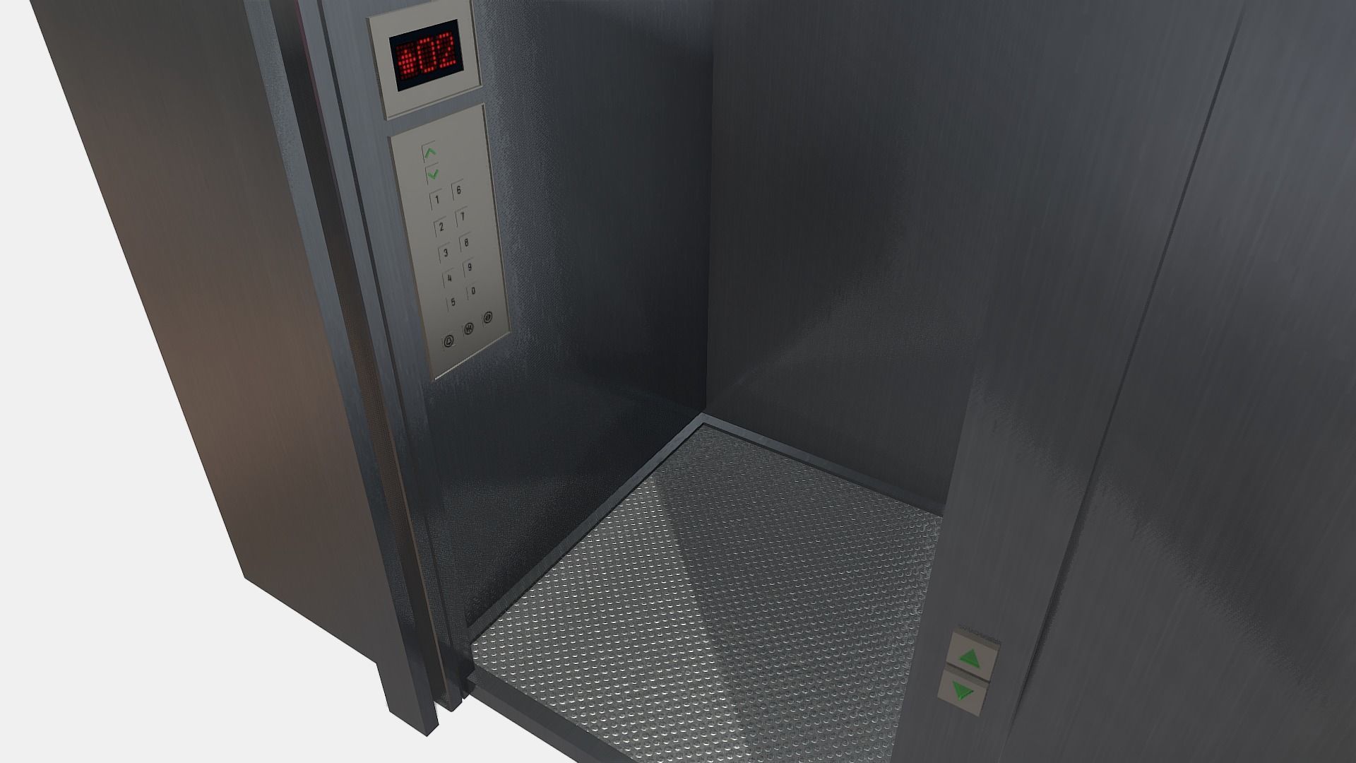 Low Poly Lift pair of metal elevators Low-poly 3D model_7