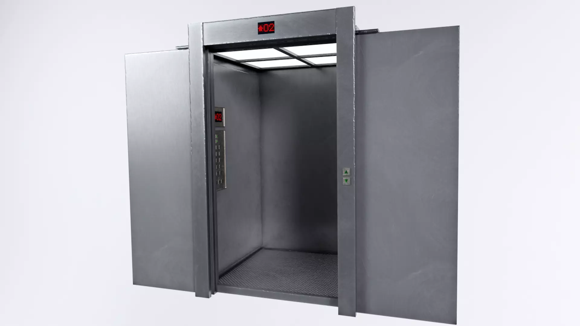 Low Poly Lift pair of metal elevators Low-poly 3D model_0