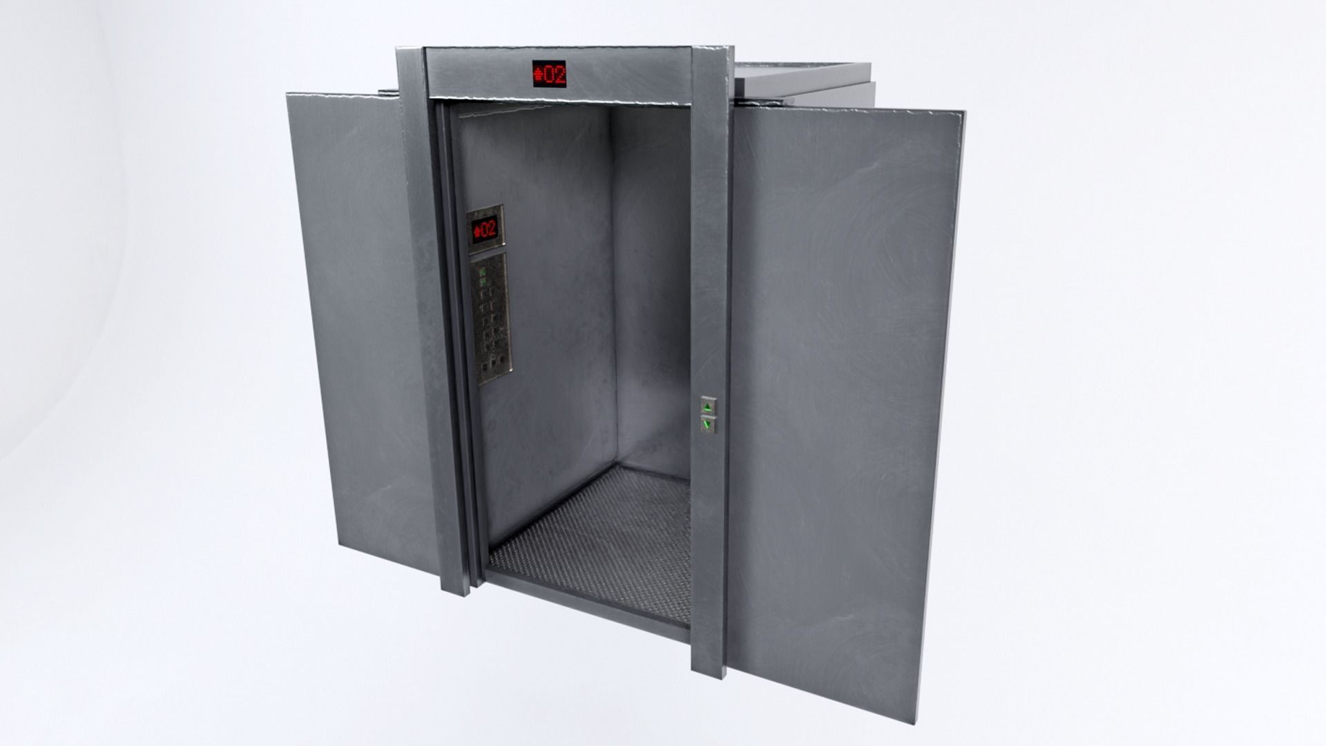 Low Poly Lift pair of metal elevators Low-poly 3D model_2