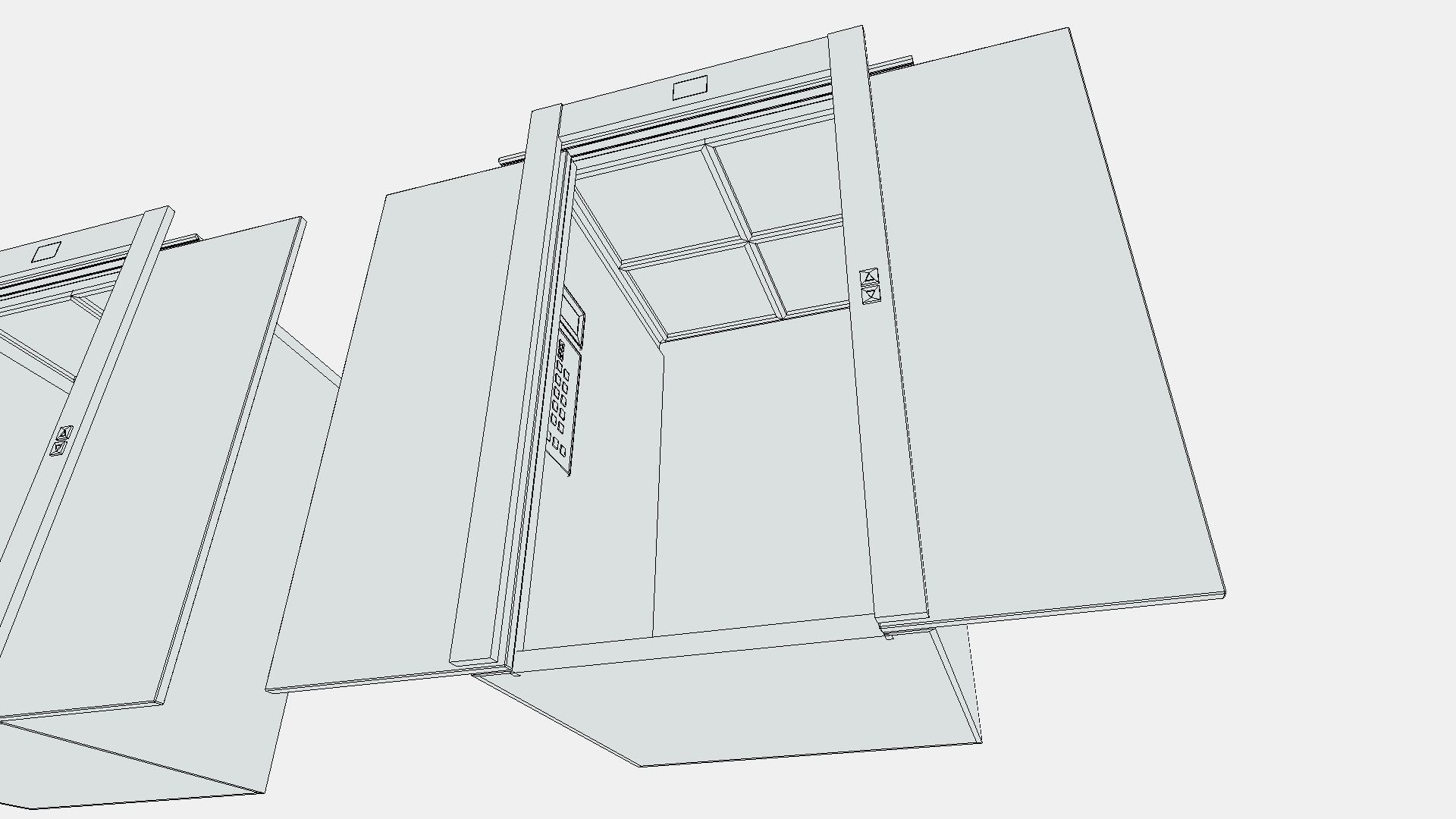 Low Poly Lift pair of metal elevators Low-poly 3D model_9