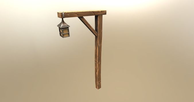 Road lamp cartoon style Low-poly 3D model