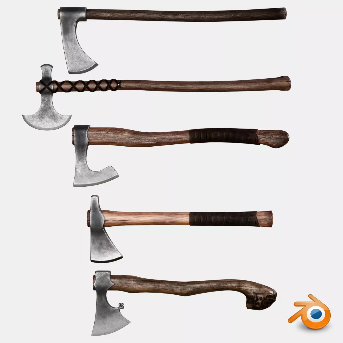 Axe Pack Low Poly Game Ready UE4 Unity Low-poly 3D model_0