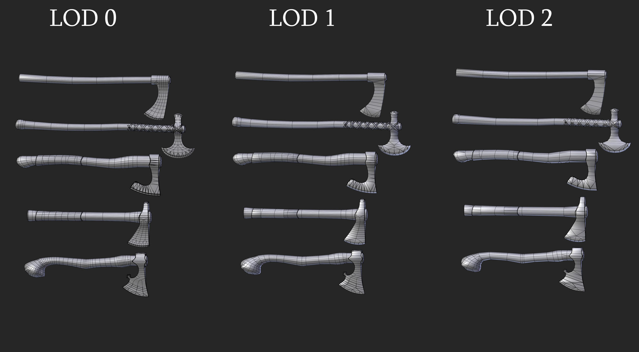 Axe Pack Low Poly Game Ready UE4 Unity Low-poly 3D model_11