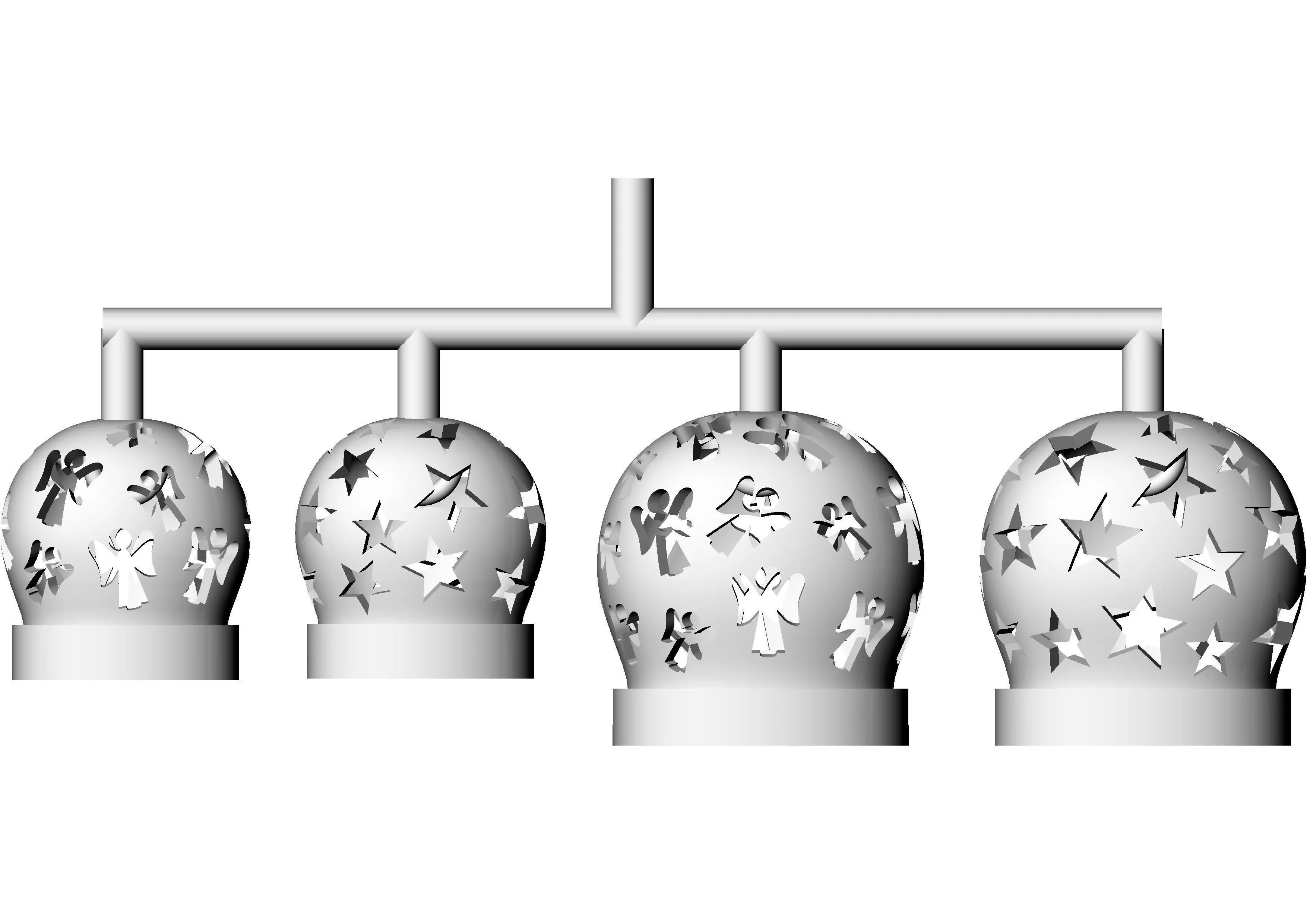 Set 16 light fixture with stars 3D print model