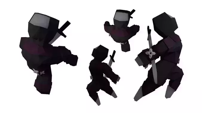 Ninja outfit for Basic human RIGGED Low-poly 3D model