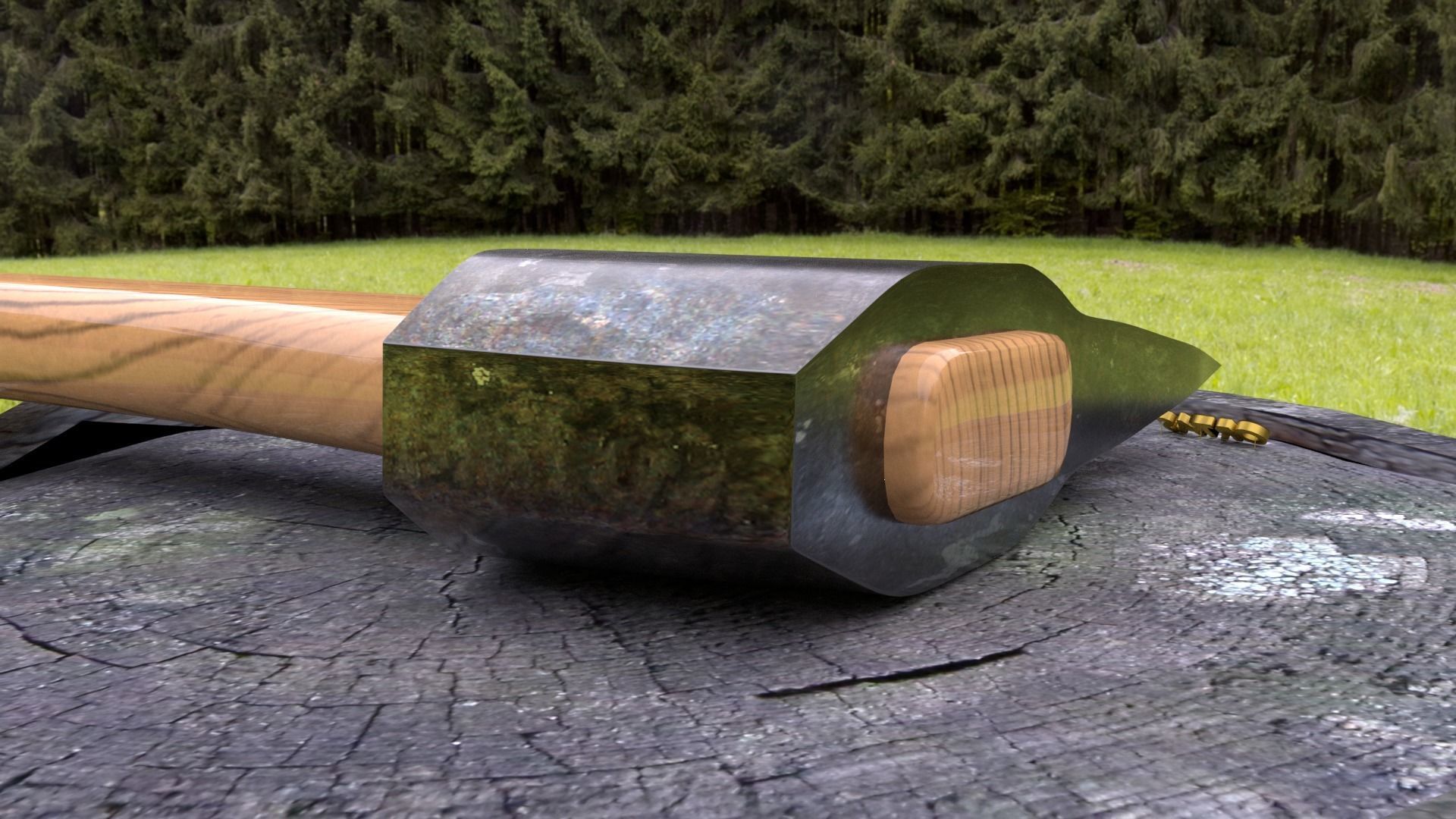 ORTAS AXE NO 2 WOOD AND HARD STEEL RESISTANT REALISTIC AXE 3D model_3