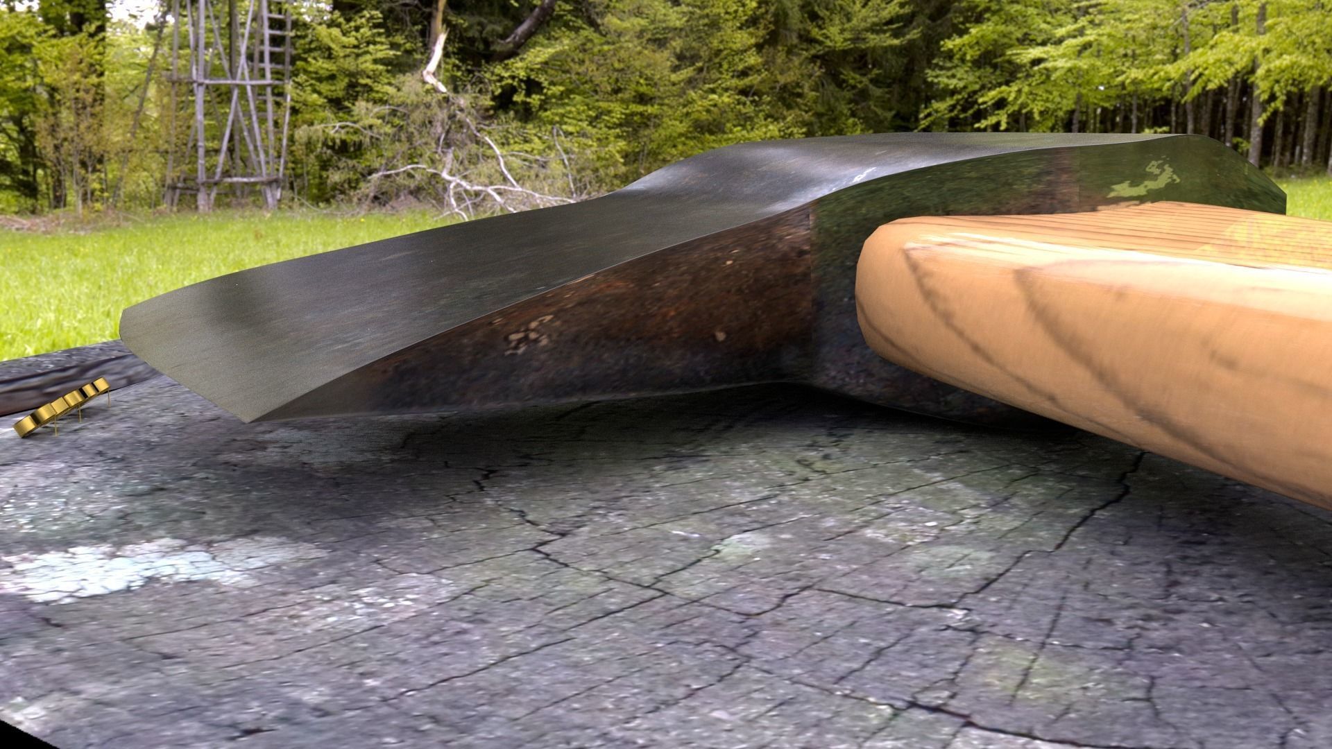 ORTAS AXE NO 2 WOOD AND HARD STEEL RESISTANT REALISTIC AXE 3D model_5