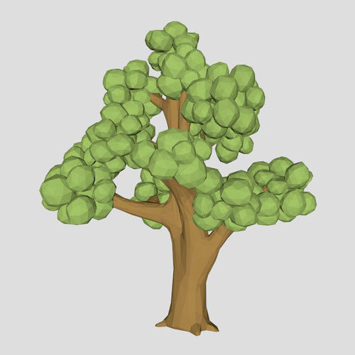 Low poly Elm tree 3d model for game or cartoon Low-poly 3D model