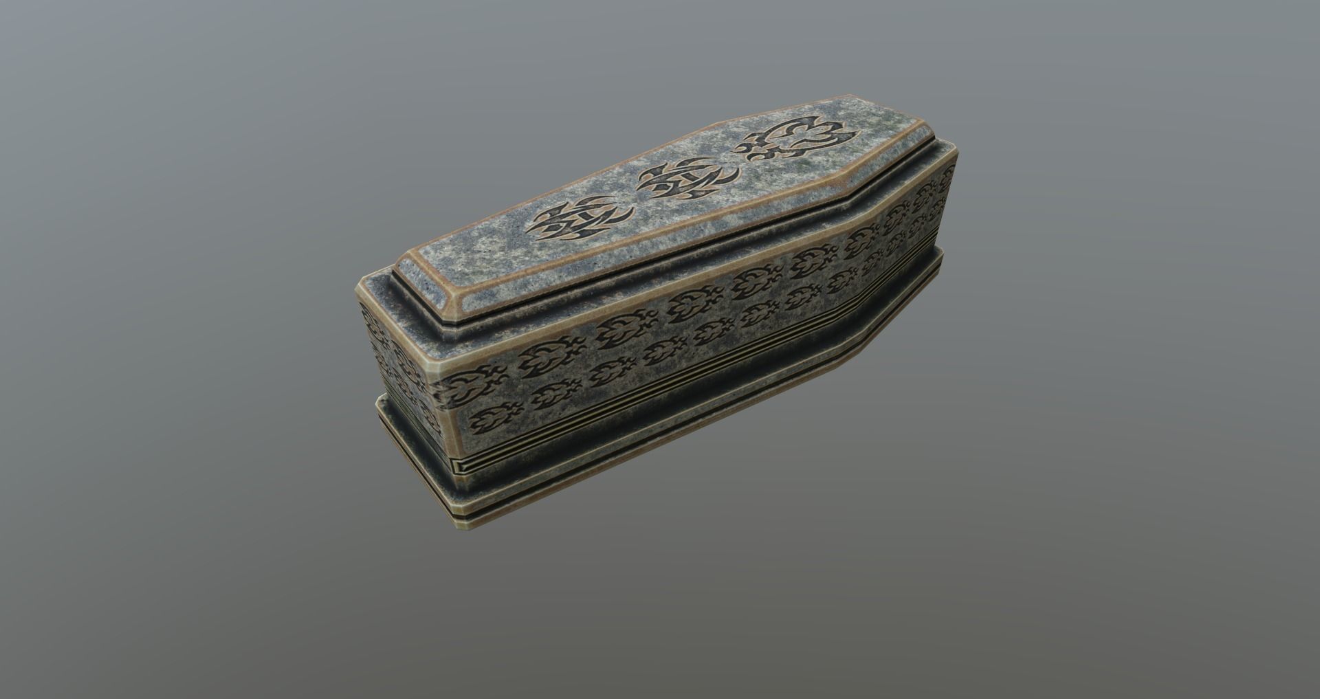 Sarcophagus ornate coffin Low-poly 3D model_3