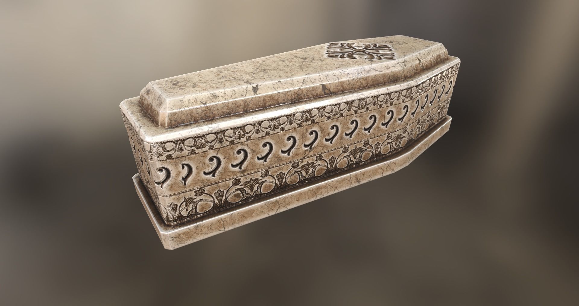 Sarcophagus ornate coffin Low-poly 3D model_7