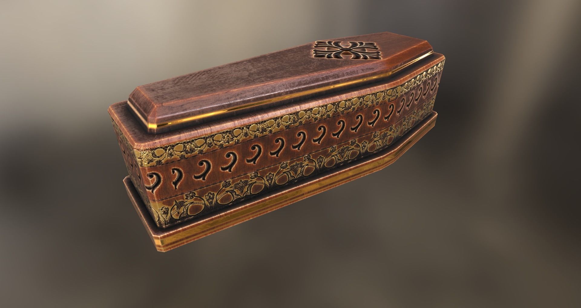 Sarcophagus ornate coffin Low-poly 3D model_6