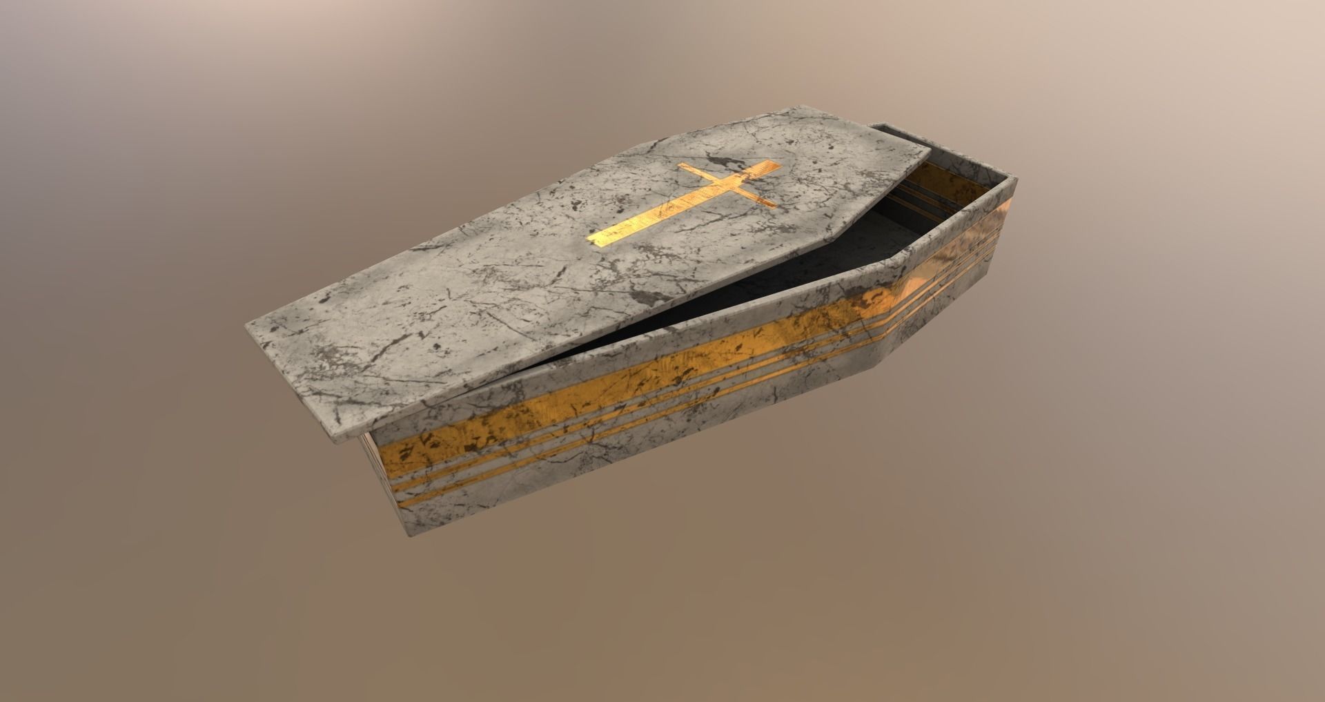 Sarcophagus ornate coffin Low-poly 3D model_4