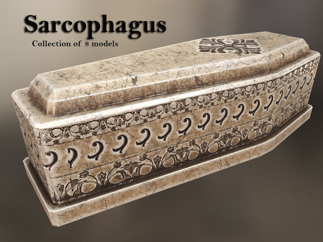 Sarcophagus ornate coffin Low-poly 3D model