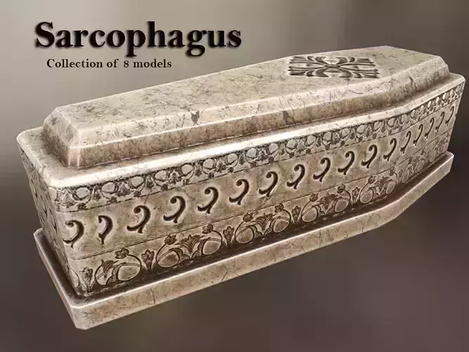 Sarcophagus ornate coffin Low-poly 3D model