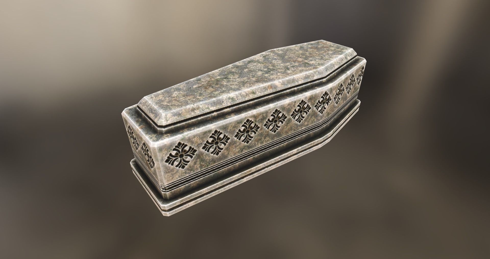 Sarcophagus ornate coffin Low-poly 3D model_5