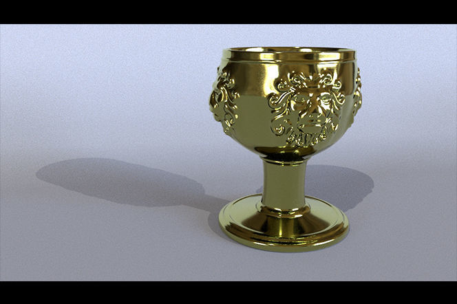 Cup gold lion Low-poly 3D model