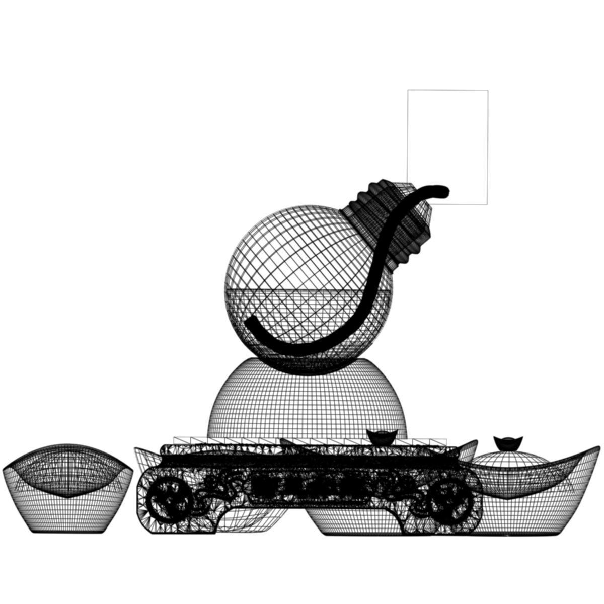 Chinese gold ingot 3D model_4