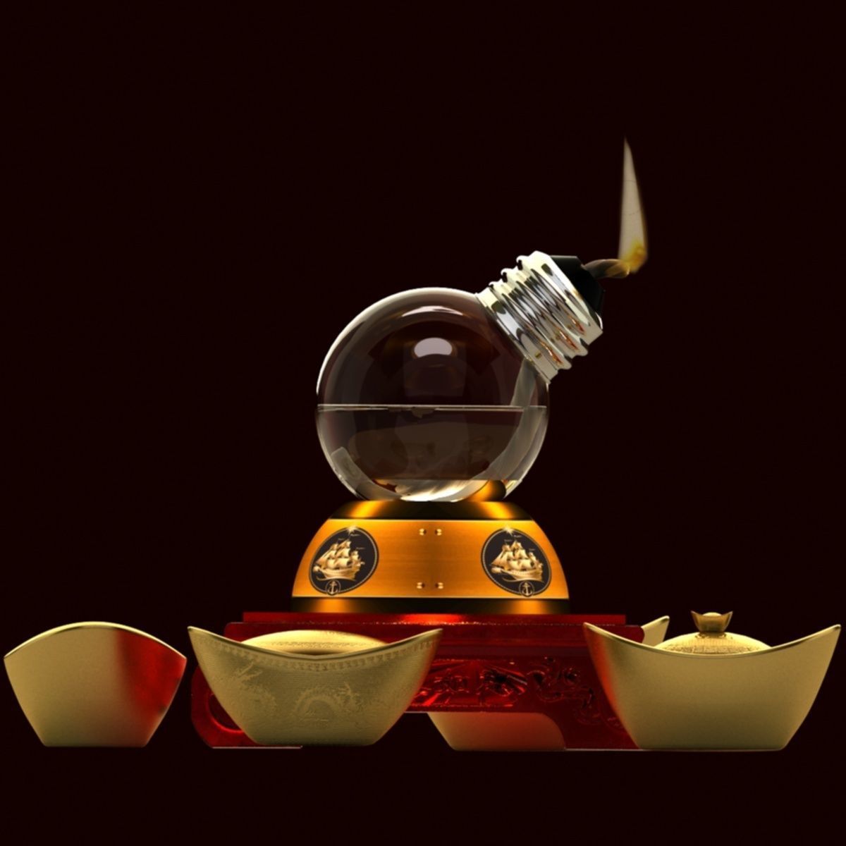 Chinese gold ingot 3D model_2