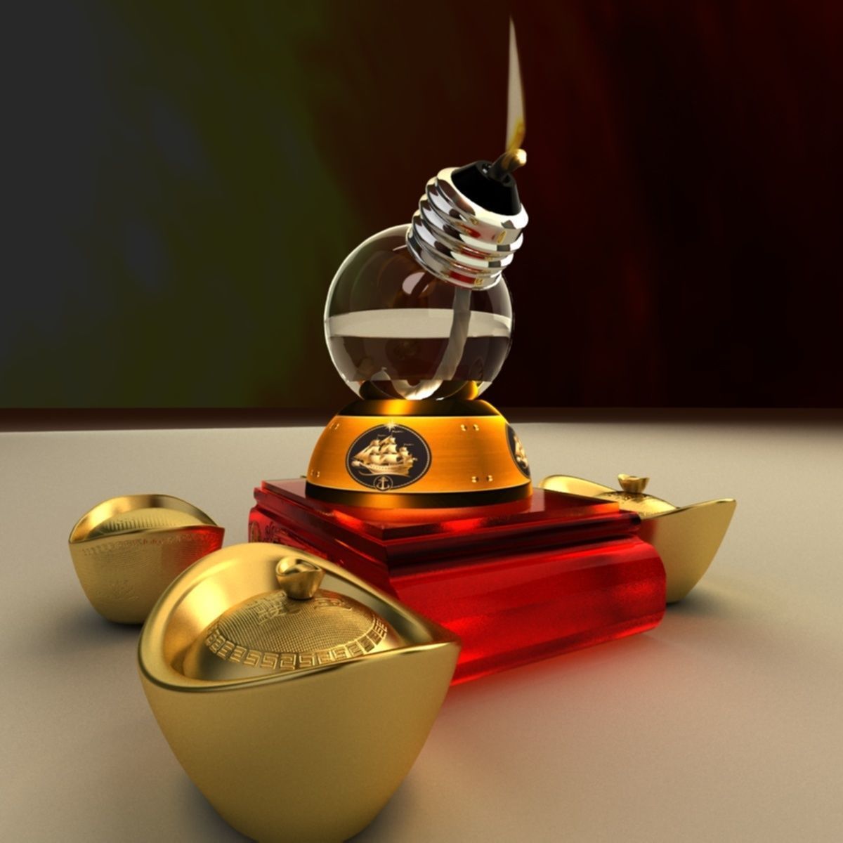 Chinese gold ingot 3D model_3