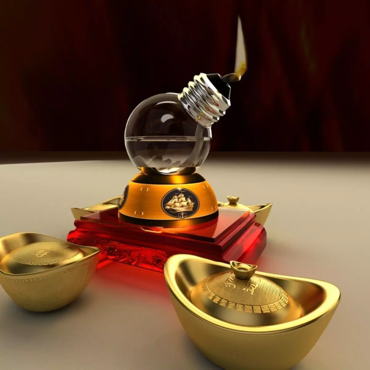 Chinese gold ingot 3D model_0