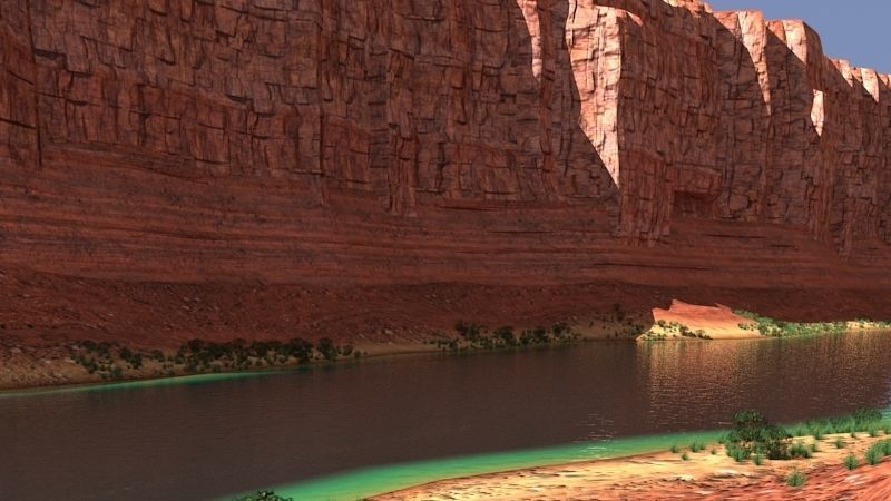 Canyon with river 3D model_3