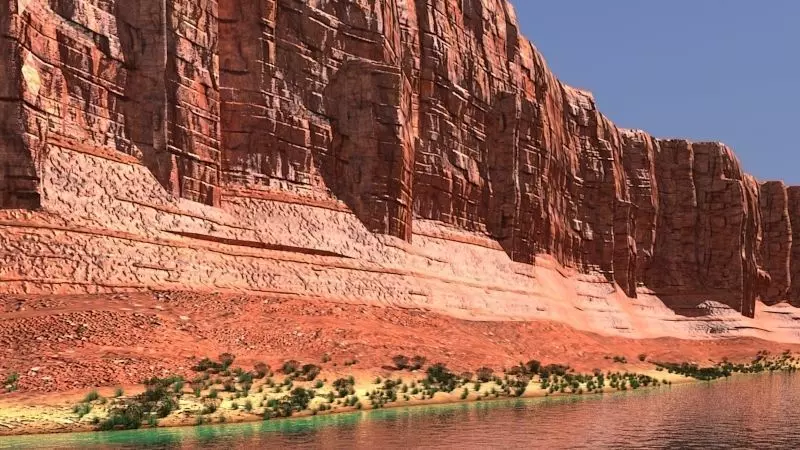 Canyon with river 3D model_0