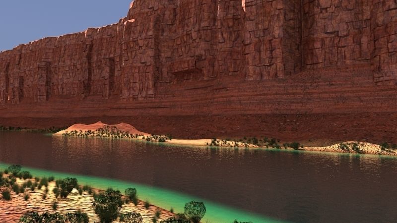 Canyon with river 3D model_1