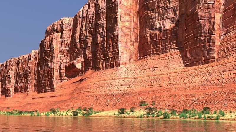 Canyon with river 3D model_2