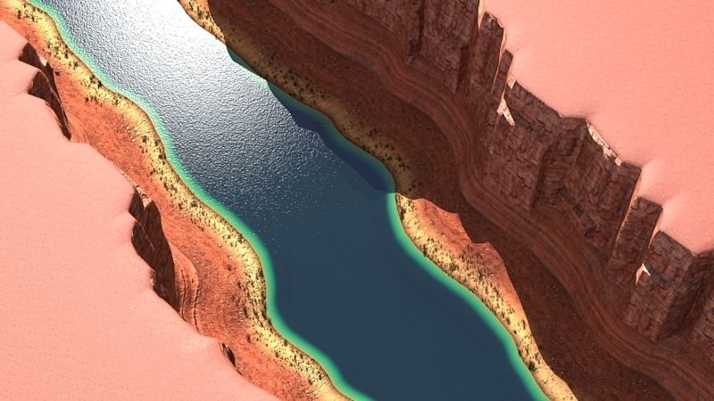 Canyon with river 3D model_5