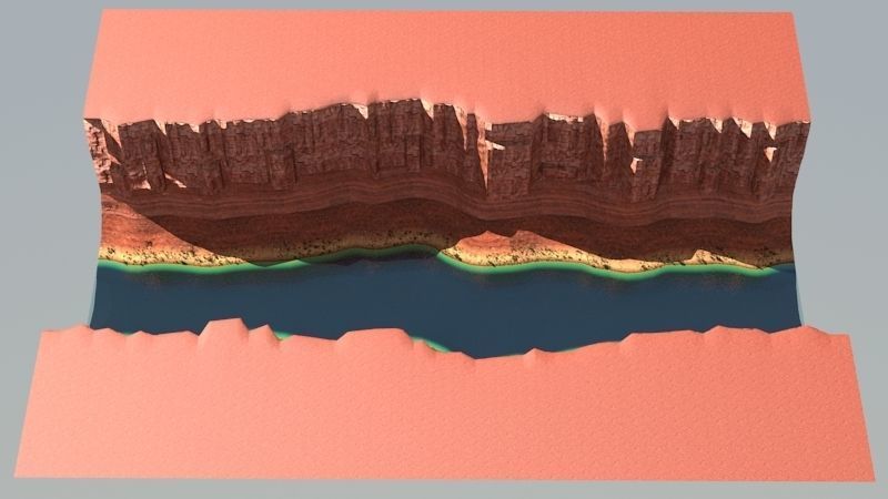 Canyon with river 3D model_6