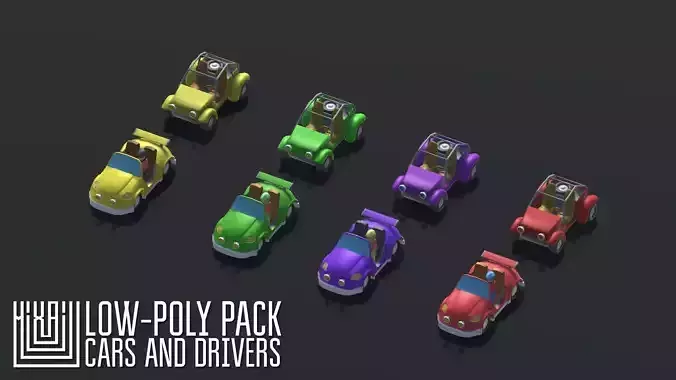 Low-Poly pack cars and drivers