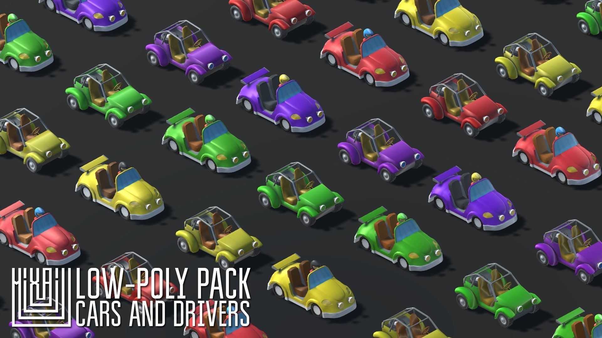 Low-Poly pack cars and drivers Low-poly 3D model_4