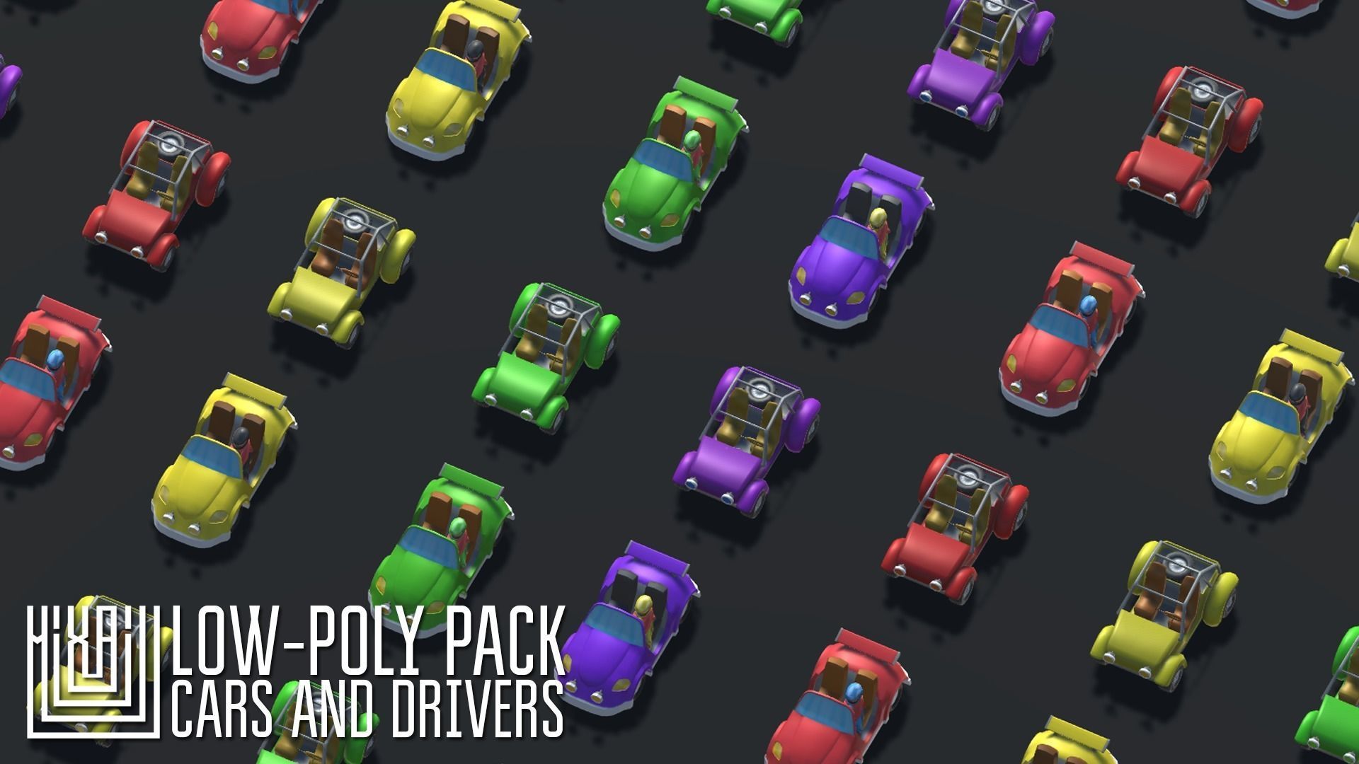 Low-Poly pack cars and drivers Low-poly 3D model_5