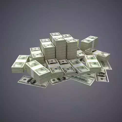 100 Dollar Bills Packs Low-poly 3D model