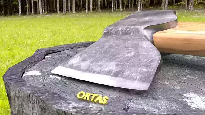 ORTAS AXE NO 3 HARD STEEL REALISTIC FOREST AXE 3D model
