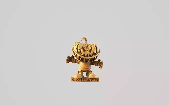 Pumpkin 3 wooden figurine of monster 3D print model