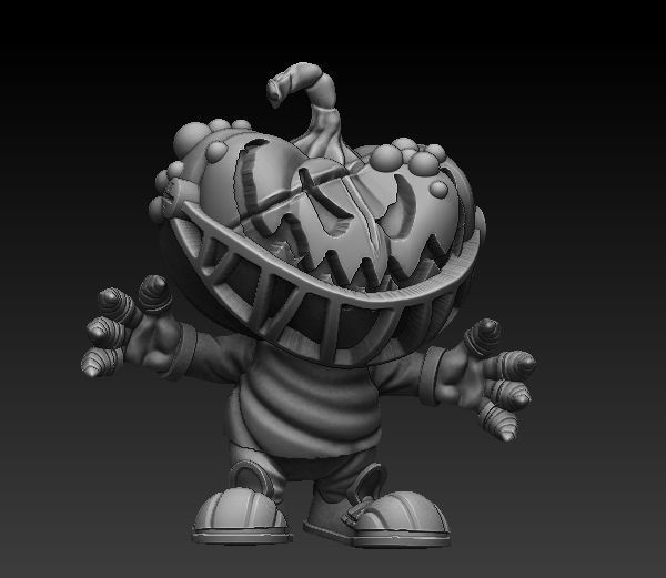 Pumpkin 3 wooden figurine of monster 3D print model_2