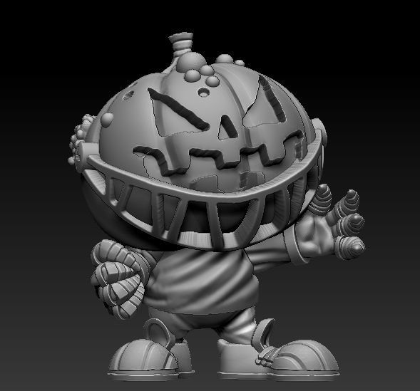 Pumpkin 2 wooden statue of person 3D print model_1