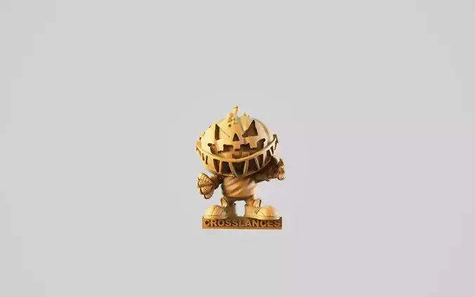 Pumpkin 2 wooden statue of person 3D print model