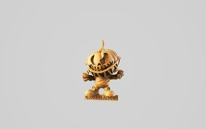 Pumpkin wooden toy with face 3D print model