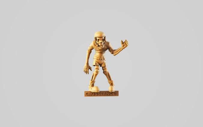 skeleton wooden statue of zombie 3D print model