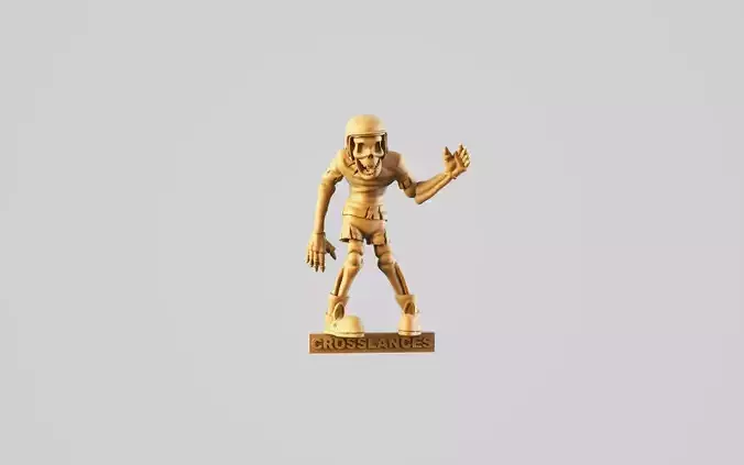 skeleton wooden statue of zombie 3D print model