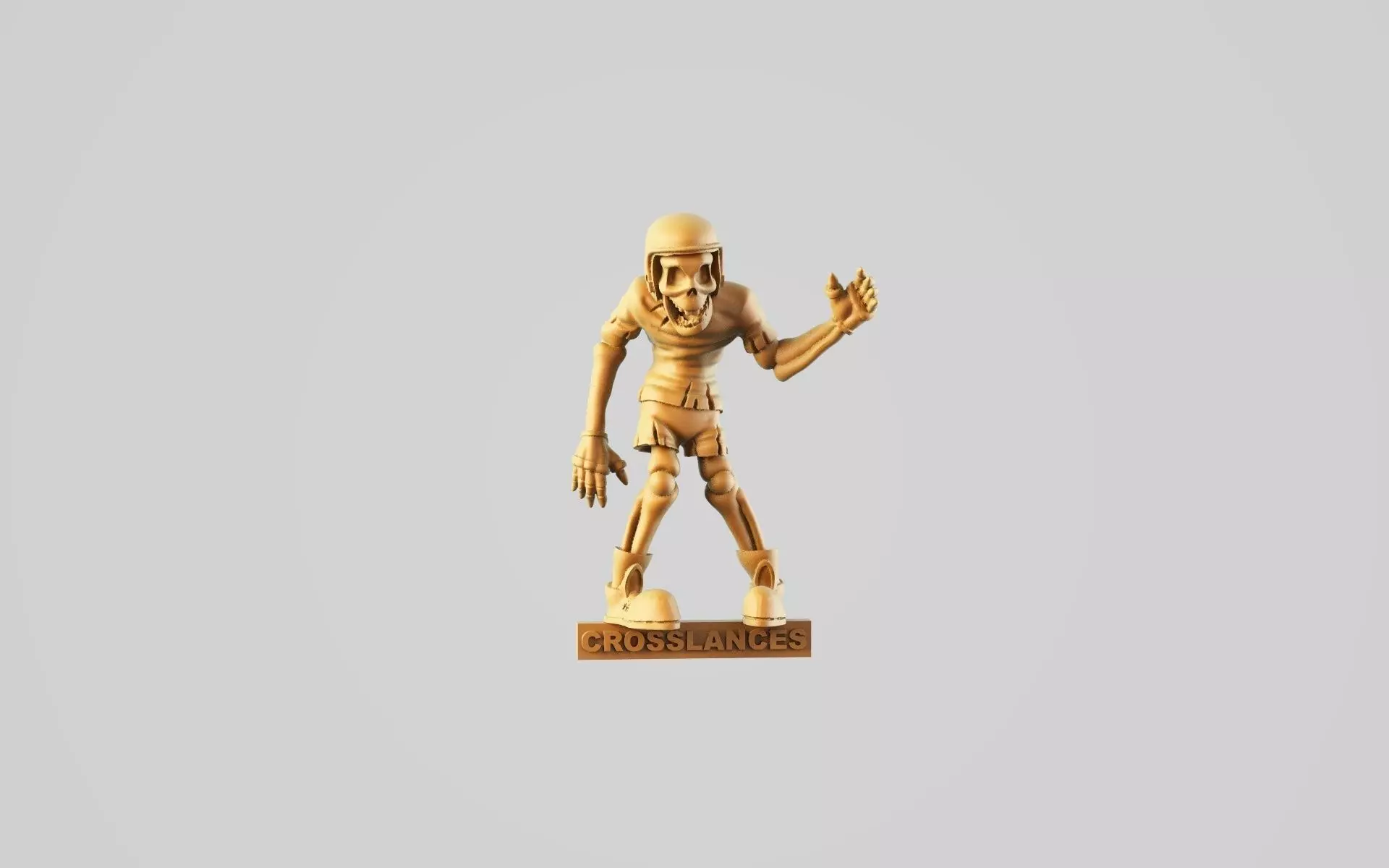 skeleton wooden statue of zombie 3D print model_0
