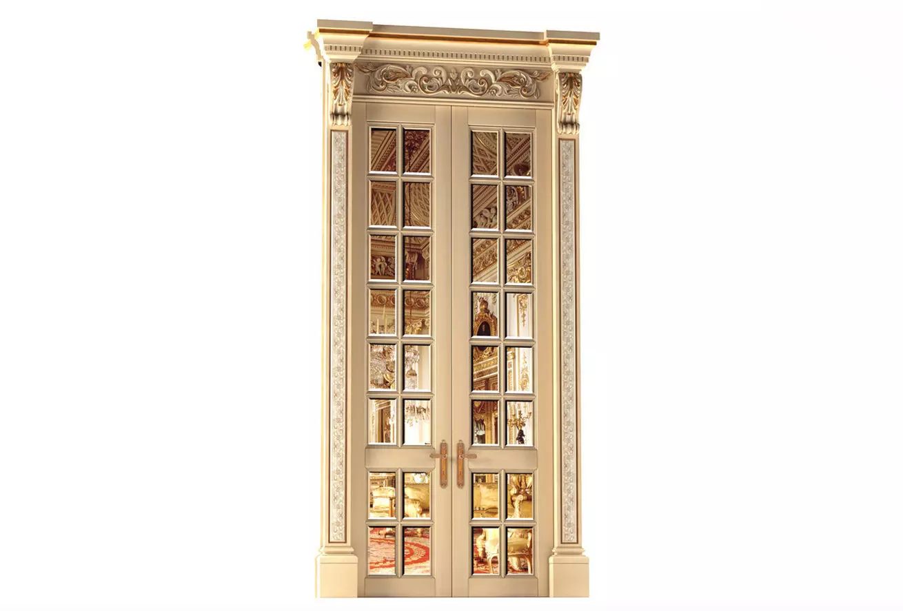 Palace classic swing doors with mirror 3D model_0
