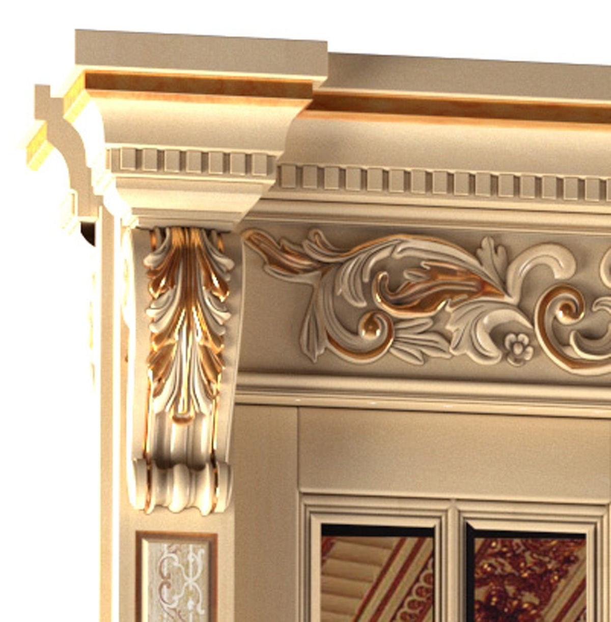 Palace classic swing doors with mirror 3D model_2